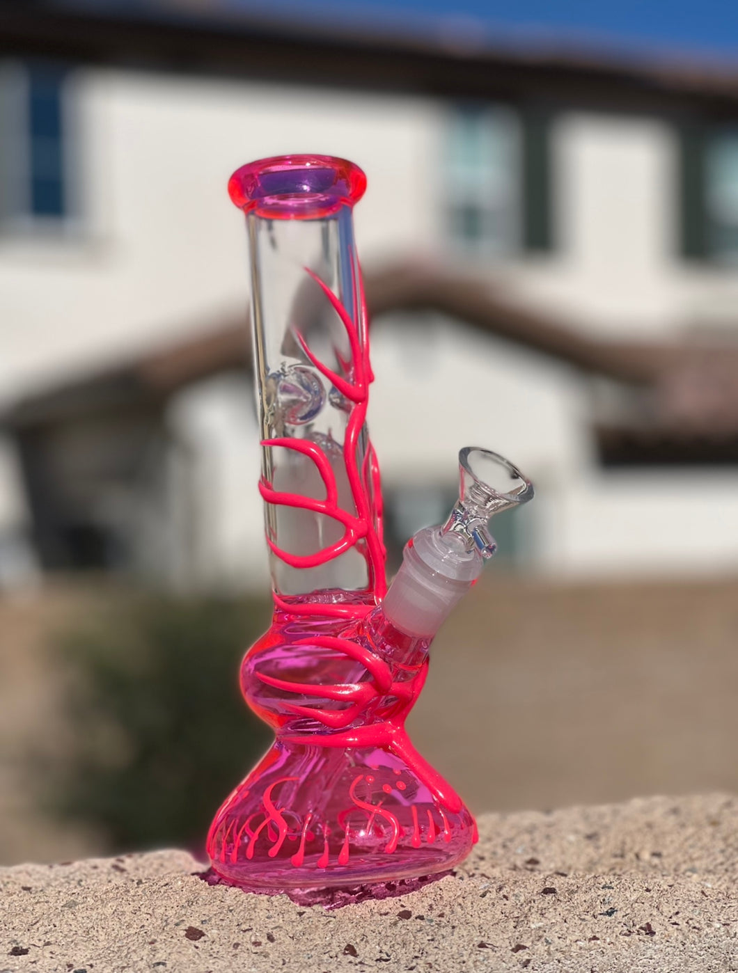 Hot Pink Glow in the Dark Glass Bong
