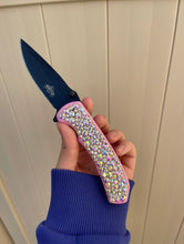 Load image into Gallery viewer, Pink Pocket Knife with Iridescent Crystals
