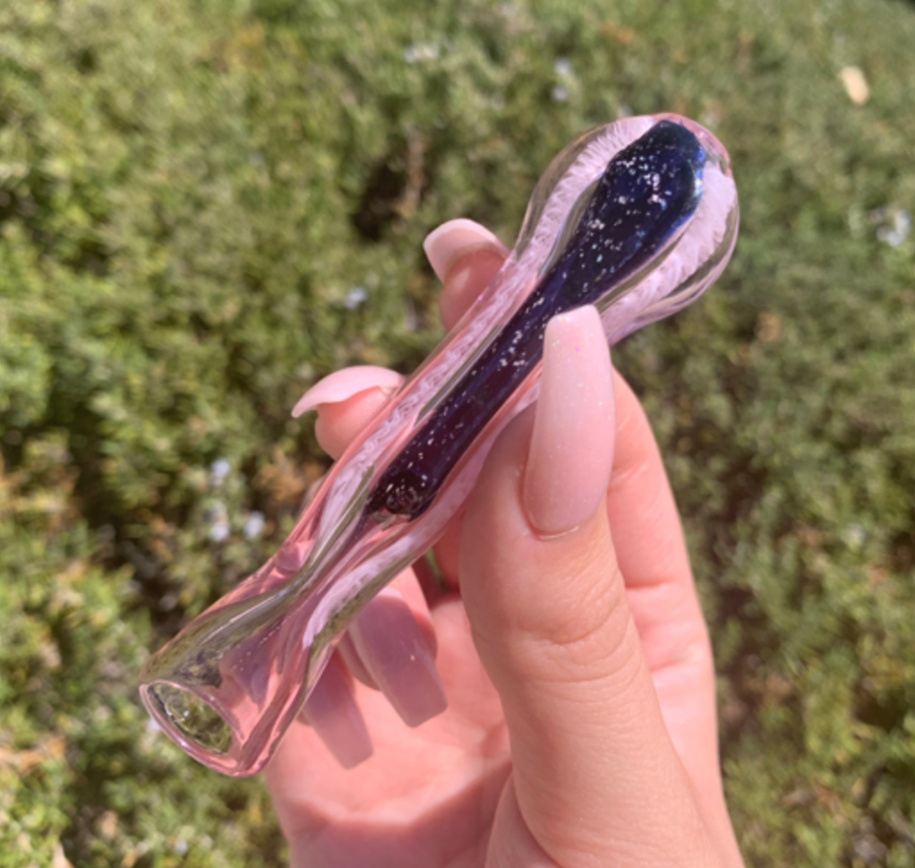 Clear Pink One Hitter Glass Pipe