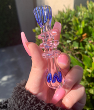 Load image into Gallery viewer, Clear Pink / Blue Mini Glass One Hitter Pipe
