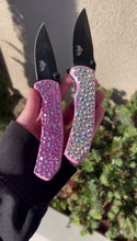 Load and play video in Gallery viewer, Pink Pocket Knife with Iridescent Crystals
