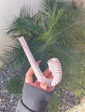 Load image into Gallery viewer, Candy Cane Glass Sherlock Pipe
