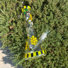 Load image into Gallery viewer, Hand Painted Busy Bee Glass Bong with Ice Catcher
