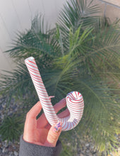 Load image into Gallery viewer, Candy Cane Glass Sherlock Pipe
